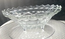 Fosteria Cubist American Three Footed Crystal Centerpiece Fruit Bowl picture