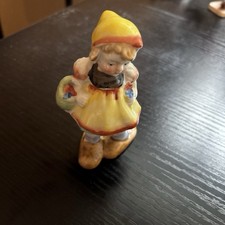 Vintage Hand Painted Occupied Japan Porcelain Girl With Moms Slippers Figurine picture