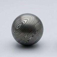 Hand-Forged Damascus Steel Stress Relief Sphere | Desk Toy or Paperweight picture