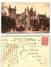 S02-7761, EXETER CATHEDRAL, S.E., U.K. 1922 TO USA, POSTCARD picture