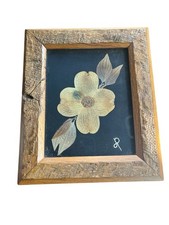 Vintage Pressed Dogwood Blossom Framed Art Handmade Wood Frame Christian Legend picture