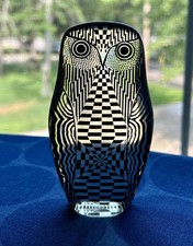 Vintage Abraham Palatnik Lucite Owl Figurine Art MCM Checkerboard Design picture