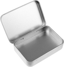 Metal Tins with Lids, Rectangular Small Metal Box with Lid Hinged Tin Box picture