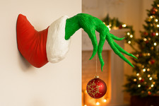 Grinch’s Grasp, Whimsical Christmas Decor, Ornament Display Grinch Hand Lifesize picture