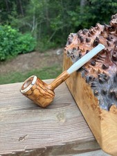 Olive burl wood Poker tobacco pipe picture