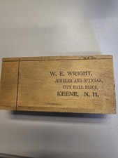 NOS Unused Antique Glass Dip Pen Set 2 in Orig W.E. Wright Keene NH Wood Box picture