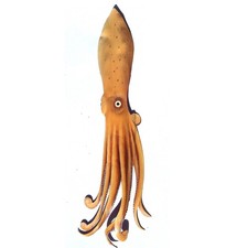 Octopus hand painted palm frond-original carved wall mount-beach decor-nautical picture
