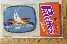Vintage Sailboat Iron On Patch Voyager Boating Sailing NOS NIP picture