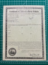 1958 North Carolina Certificate Of Title Of A Motor Vehicle — 1949 HUDSON 4 DR picture