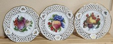 VTG Bavaria Germany Schumann Arzberg Reticulated Plates (3) Gold Trim Fruit picture