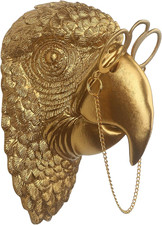 Gold Parrot Animal Head for Wall Decor with Glasses, Resin Animal picture