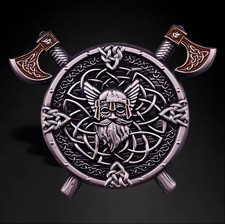 Viking Valhalla Motorcycle Pin, Odin Warrior Badge for Your Cut picture