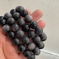 5pcs silver obsidian bead bracelet, crystal gemstone elastic bracelet Size 12mm picture