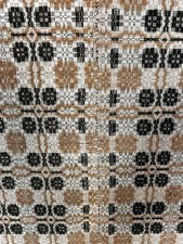 antique coverlet three color gold brown cream 80x83 center seam original 19thc picture