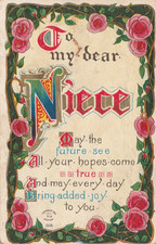 To My Dear Niece Postcard PC Circa 1910s Vintage souvenir picture