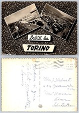 Vintage Torino Italy Auto Show RPPC - Saluti da Turin Car Exhibition Postcard picture