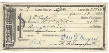 1932 Knights of Pythias Check to K.P. Root, Castle Halls of Letts Lodge, Iowa picture