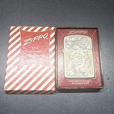 800 Silver Engraved Case W/ Zippo Insert Floral Pattern With Box picture