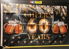 Happy Birthday Cheers To 60 Years Flag FREE USA SHIP Party Man Cave Sign 3x5' picture