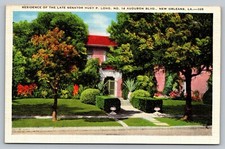 Residence Of Senator Huey P Long New Orleans LA c1940 Linen Vintage Postcard picture