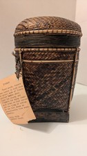 Beautiful Vintage Philippines Palawan Tingkop Basket Rice Hand Woven 7.5