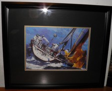 Original Yachting Competition Marine Boat Races Regatta Print 18x22