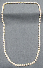Vintage flapper style filigree goldtone metal hand knotted faux pearls necklace picture