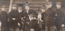 Mascot Terrier Dog & 8 Military Men Navy Army Soldiers Portrait RPPC Postcard picture