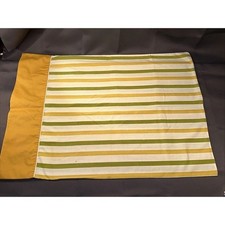 Vintage Monticello Cannon Single Pillowcase 1970s Yellow Green Striped Retro picture