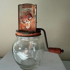 Nut Grinder Chopper W/Wood Handle Red Anchor Hocking Jar 5935 picture