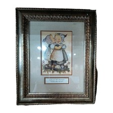 Vtg. M. I. Hummel PICTURE GOLD FRAME-Telling Her Secret GERMANY 12