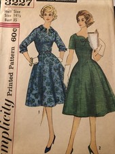 Vintage Misses 1960’s Street Dress Simplicity Pattern Chest 35 Complete  picture