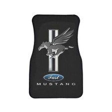 Mustang Car Floor Mats, 1pc Black, White, Silver  picture