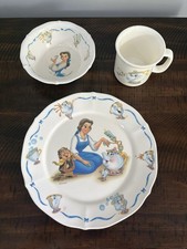 Vintage Selandia Disney Beauty & The Beast Kids Melamine Plate, Bowl, Mug EUC picture