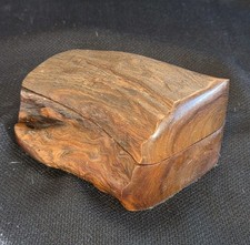 Vintage Live Edge Wood Stash Box Hand Carved Log Jewelry Trinket Case 5” picture