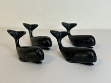 Vintage Set of 4 Cast Iron 4” Antique Whale Figurine Paperweight picture