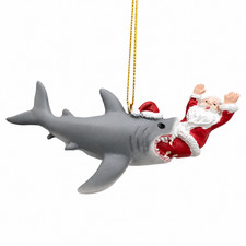 Shark Attack On Santa Claus Christmas Tree Funny Ornament picture