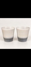 A Pair Of Crate & Barrel Ceramic Planters With Tapered Cylindrical Forms Glazed picture
