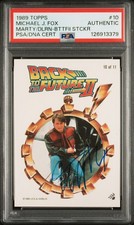 Michael J Fox 1989 Topps Signed Sticker #10 Back to the Future - PSA Authentic  picture