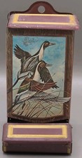 Vintage JASCO Match Safe Holder Keeper Metal Wall Hung Box Duck Theme (A) picture