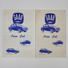 Lot of 2 Vintage 1965 Saab Dealer Price List Brochures Sedan, Monte Carlo 850 picture