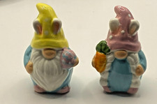 NEW MINI EASTER BUNNY GNOME COUPLE CB SALT AND PEPPER SHAKER SET picture