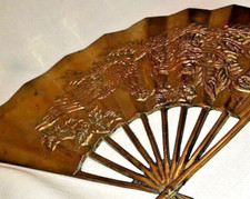 Vintage Solid Brass Fan ROC with Asian Dragon Design picture