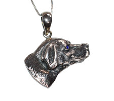 WOW FABULOUS Vtg SOLID Sterling *LAB RETRIEVER w *PASTE EYE* Pendant picture