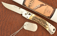 SEXTON KNIFE WORKS USA 2026 BONESTAG SLIDE LOCK HUNTER KNIFE 1 of 75 PLAIN BLADE picture