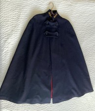 Vintage 1940/1950s Bruck Curtis Wool Nurse Cape Cloak WWII Era Navy Red One Size picture