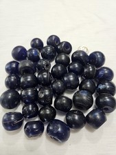 Antique Dark Blue Glass Dutch Dogon Trade Beads 36pc Large Round 15mm-25mm picture