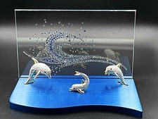 *RARE* OLIVER WEBER DOLPHINS W/STANDS,  ENCRUSTED W/SWAROVSKI CRYSTALS, MIB picture