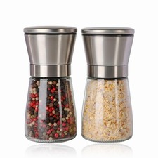 Salt and Pepper Grinder Set Refillable, Salt Pepper Grinder Shaker Stainless S picture