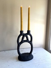 Anthropologie Double Candle Holder 2020 Bloomingville Ramina Blk Resin Brutalist picture